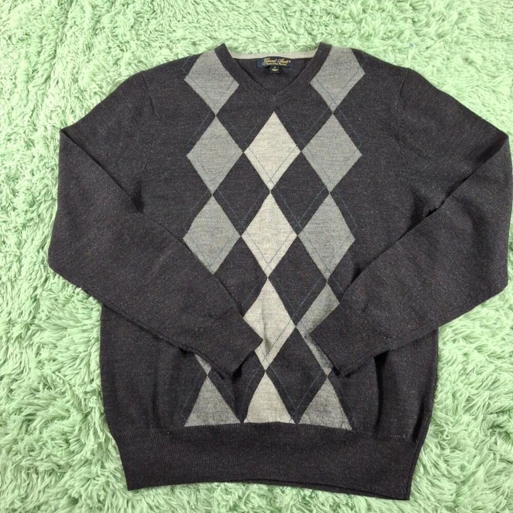 Garret Scott Sweater Wool Merino Mens Blue Small